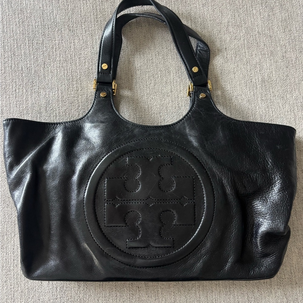 Tory Burch Black Leather Tote Bag